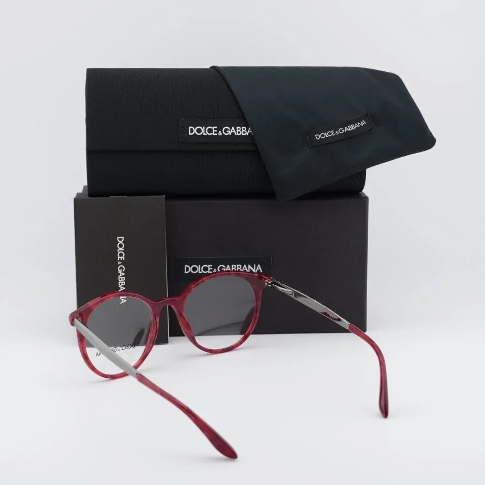 Dolce & Gabbana DG3292 3175 Round Eyeglasses 50mm - Cherry Havana/Ruthenium